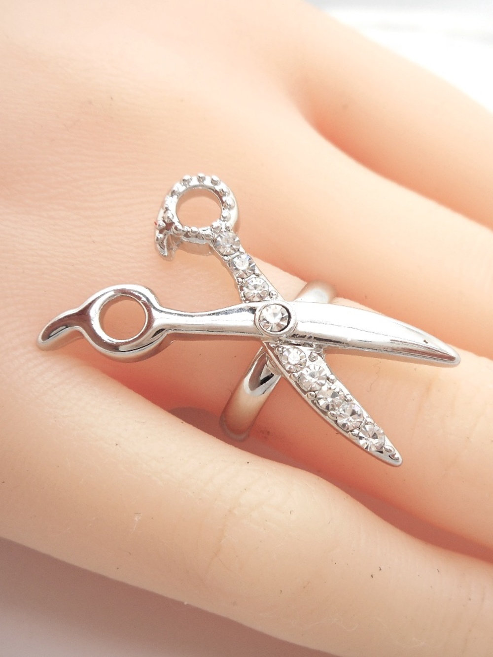 Hairstylist Scissor Groomer Crystal Ring